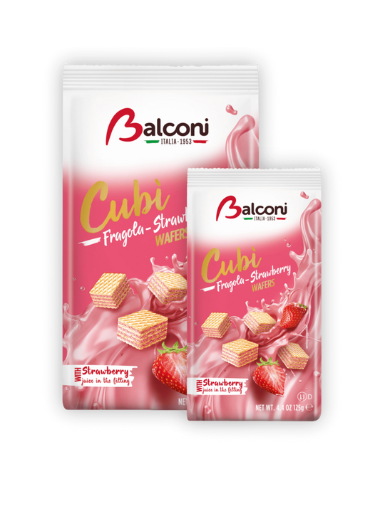 COMING SOON BALCONI Wafer Cubi Strawberry/ 10 pack-250g/ 18 pack- 125g-both $24.35