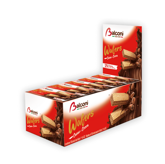 COMING SOON BALCONI  Wafer Display/Cacao/ 9 pack- 20gx25g: $29.00/4 pack-30gx45g: $44